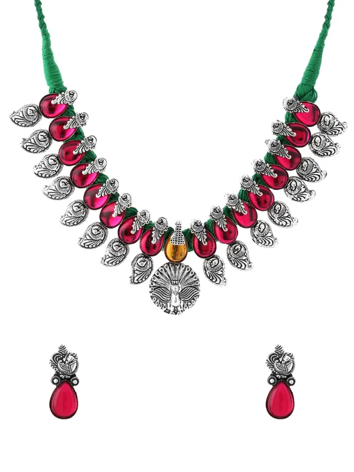 Bracelets Yellow Chimes Oxidised Jewellery Set for Women Authentic Kolhapuri Work Handmade Silver Peacock Pink Kundan Choker Necklace Sets for Women and Girls Yellow Chimes Bracelets Yellow Chimes Oxidised Jewellery Set for Women Authentic Kolhapuri Work Handmade Silver Peacock Pink Kundan Choker Necklace Sets for Women and Girls Yellow Chimes