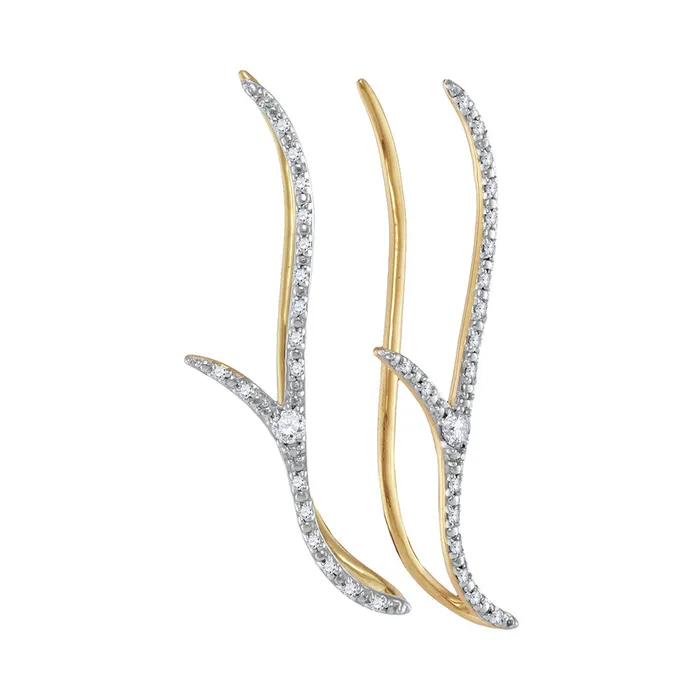 10kt Yellow Gold Womens Round Diamond Slender Climber Earrings 15 Cttw mayamila Earrings 10kt Yellow Gold Womens Round Diamond Slender Climber Earrings 15 Cttw mayamila Earrings