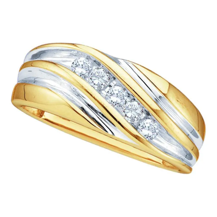 10kt Yellow Twotone Gold Mens Round Diamond Wedding Anniversary Band Ring 14 Cttw mayamila Rings 10kt Yellow Twotone Gold Mens Round Diamond Wedding Anniversary Band Ring 14 Cttw mayamila Rings