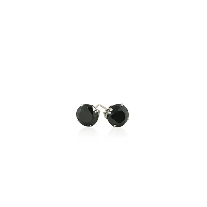 14k White Gold Stud Earrings with Black 6mm Faceted Cubic Zirconia MayaMila Earrings