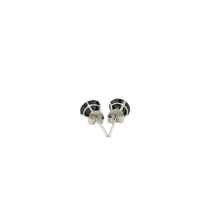 14k White Gold Stud Earrings with Black 6mm Faceted Cubic Zirconia MayaMila Earrings