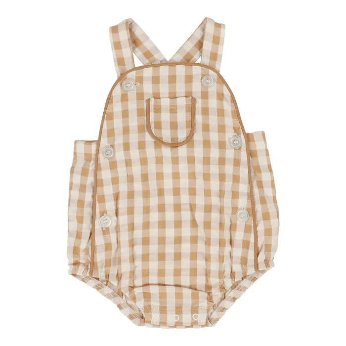 Analogie Earrings Analogie Gingham Suspender Romper Golden