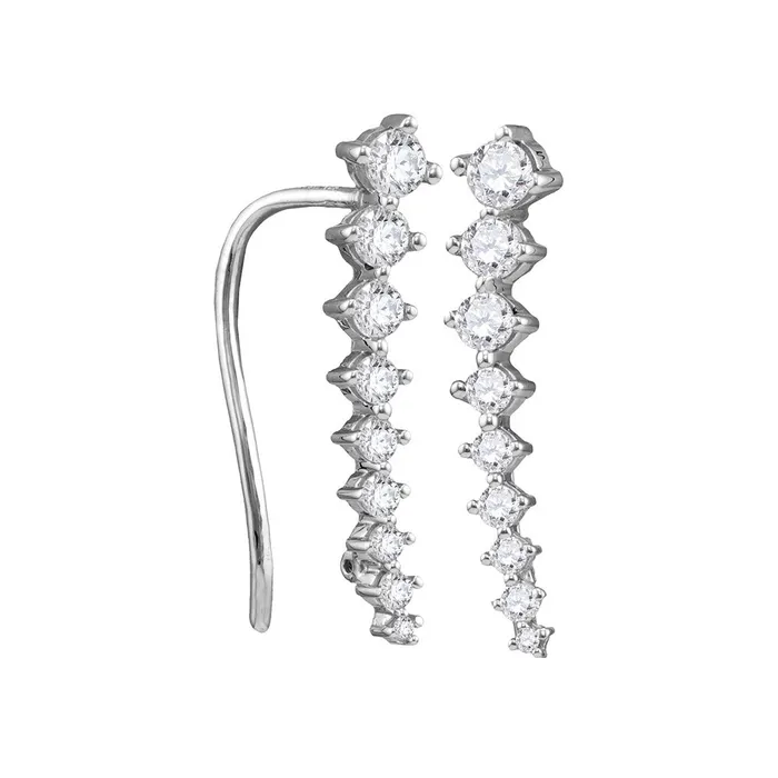 Earrings 10kt White Gold Womens Round Diamond Climber Earrings 12 Cttw mayamila Earrings 10kt White Gold Womens Round Diamond Climber Earrings 12 Cttw mayamila