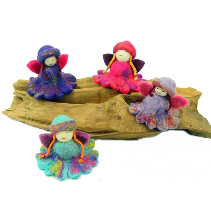 Earrings Global Crafts Felt Fairy Dolls
