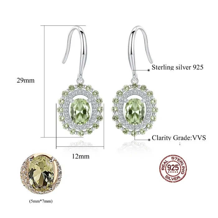 Earrings Mystic Flavia Barcelona Peridot ZIrcon Dangling Silver Earrings