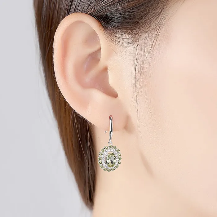Earrings Mystic Flavia Barcelona Peridot ZIrcon Dangling Silver Earrings