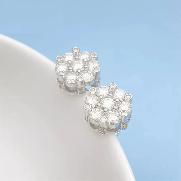 Earrings Mystic Flavia Roman Iced MOISSANITE Round Silver Earrings