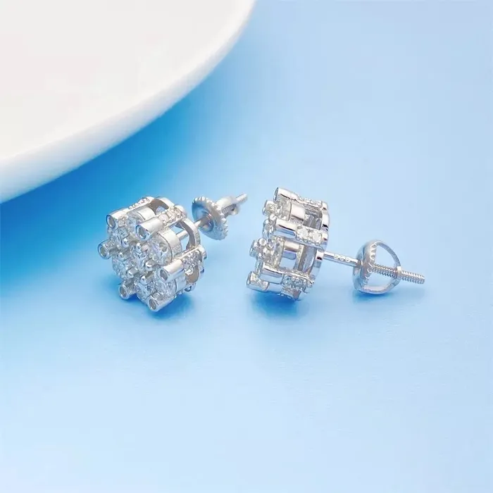 Earrings Mystic Flavia Roman Iced MOISSANITE Round Silver Earrings