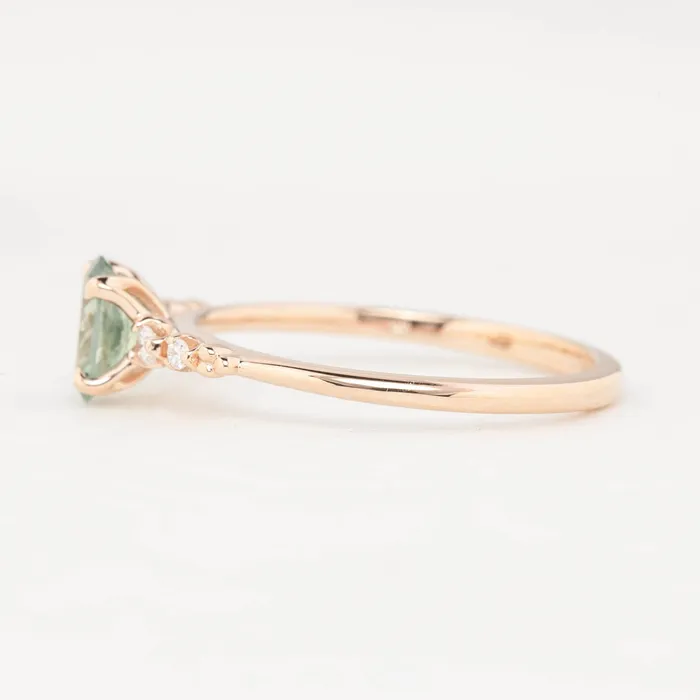 Envero Jewelry Estel Fleur Four Prongs Ring 067ct Parti Green Blue Montana Sapphire 14K Rose Gold One of a kind Rings Envero Jewelry Estel Fleur Four Prongs Ring 067ct Parti Green Blue Montana Sapphire 14K Rose Gold One of a kind Rings