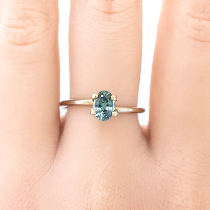 Envero Jewelry Rings 087ct Oval Cut Blue Green Madagascar Sapphire SO489 Envero Jewelry Rings 087ct Oval Cut Blue Green Madagascar Sapphire SO489
