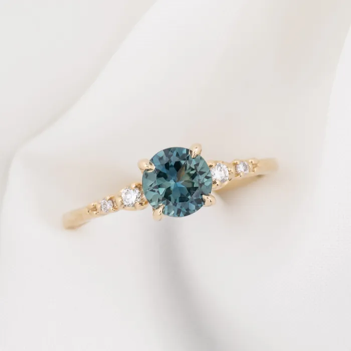 Envero Jewelry Rings Estel Fleur Four Prongs Ring 114ct Parti Blue Green Montana Sapphire 14k Yellow Gold One of a kind Envero Jewelry Rings Estel Fleur Four Prongs Ring 114ct Parti Blue Green Montana Sapphire 14k Yellow Gold One of a kind