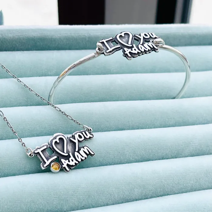 HeidiJHale Designs Bracelets Sterling Silver Framed Handwritten Necklace or Bracelet