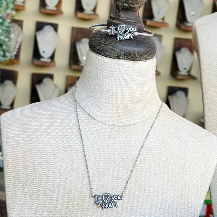 HeidiJHale Designs Bracelets Sterling Silver Framed Handwritten Necklace or Bracelet