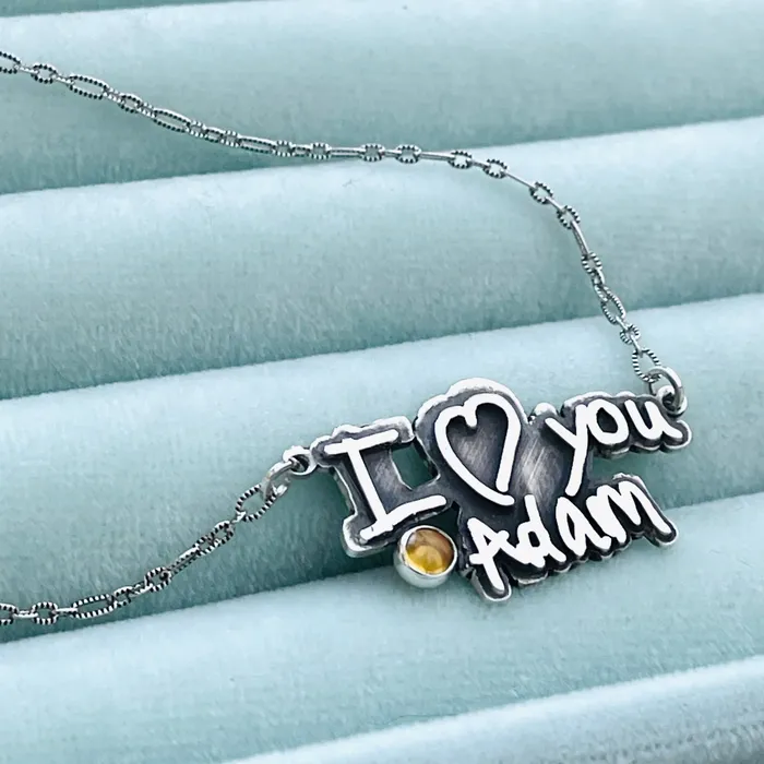 HeidiJHale Designs Bracelets Sterling Silver Framed Handwritten Necklace or Bracelet