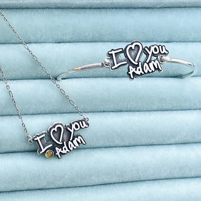 HeidiJHale Designs Bracelets Sterling Silver Framed Handwritten Necklace or Bracelet