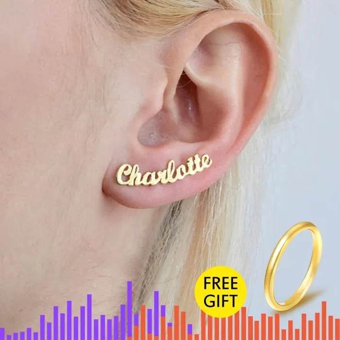 Juzan Jewelry Earrings Personalized Name Earrings