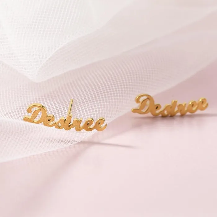Juzan Jewelry Earrings Personalized Name Earrings