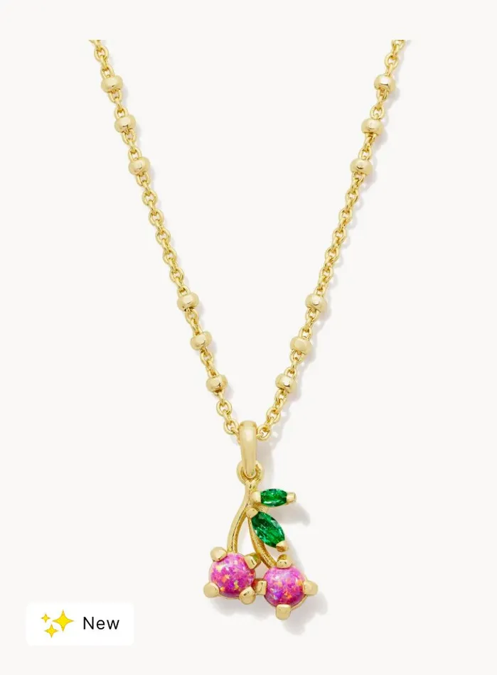 Kendra Scott Necklaces Kendra ScottCherry Gold Short Pendant Necklace in Berry Kyocera Opal 9608864315 Kendra Scott Necklaces Kendra ScottCherry Gold Short Pendant Necklace in Berry Kyocera Opal 9608864315