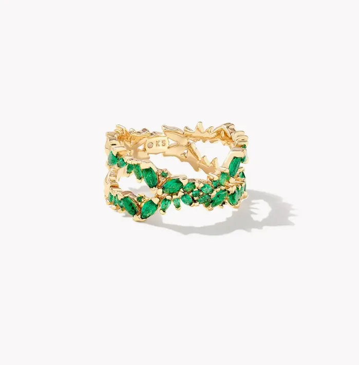 KENDRA SCOTT Rings KENDRA SCOTT Rosalie Gold Double Band Ring in Green Crystal 9608871925 Sz 7 KENDRA SCOTT Rings KENDRA SCOTT Rosalie Gold Double Band Ring in Green Crystal 9608871925 Sz 7