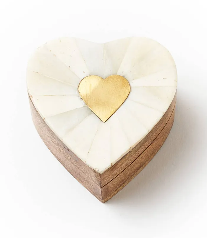Matr Boomie Fair Trade Necklaces Hinged Heart Box with Ethically Sourced Bone and Brass Inlay