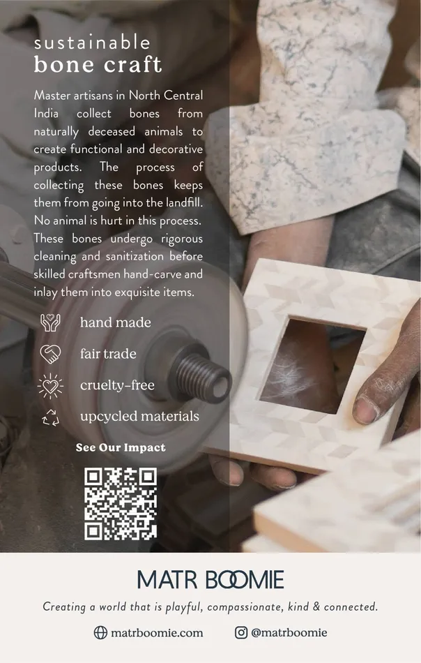 Matr Boomie Fair Trade Necklaces Hinged Heart Box with Ethically Sourced Bone and Brass Inlay