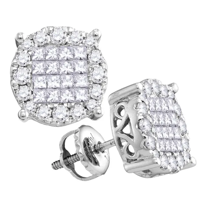 mayamila Earrings 14kt White Gold Womens Princess Diamond Soleil Cluster Earrings 100 Cttw mayamila Earrings 14kt White Gold Womens Princess Diamond Soleil Cluster Earrings 100 Cttw