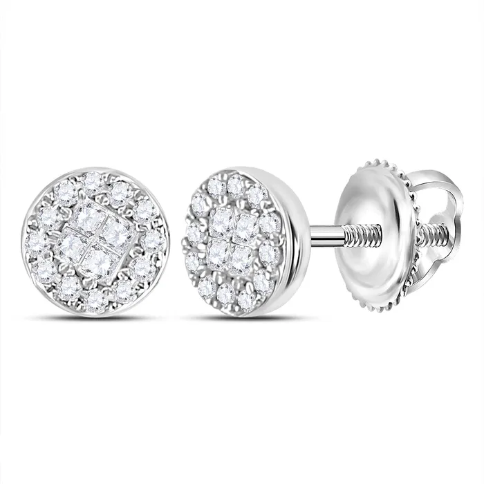 mayamila Earrings 14kt White Gold Womens Princess Round Diamond Soleil Cluster Earrings 16 Cttw mayamila Earrings 14kt White Gold Womens Princess Round Diamond Soleil Cluster Earrings 16 Cttw