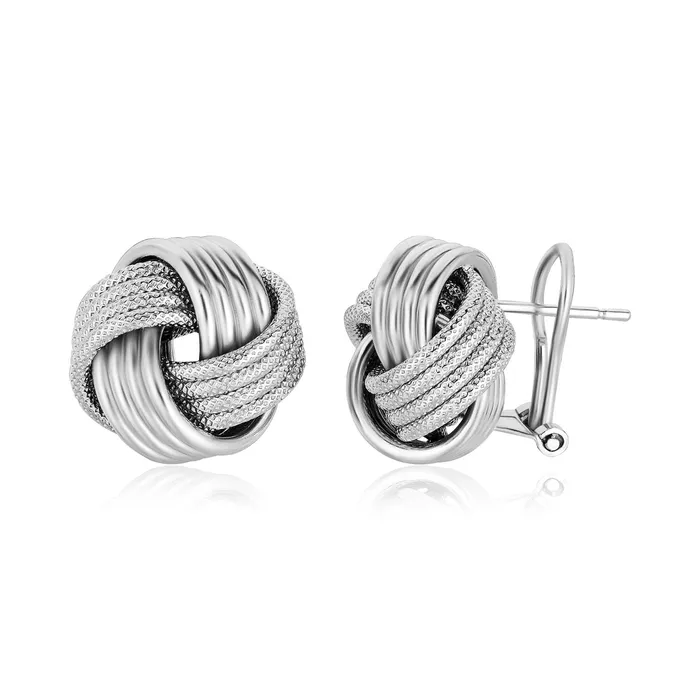 MayaMila Earrings Sterling Silver Groove Textured Love Knot Earrings