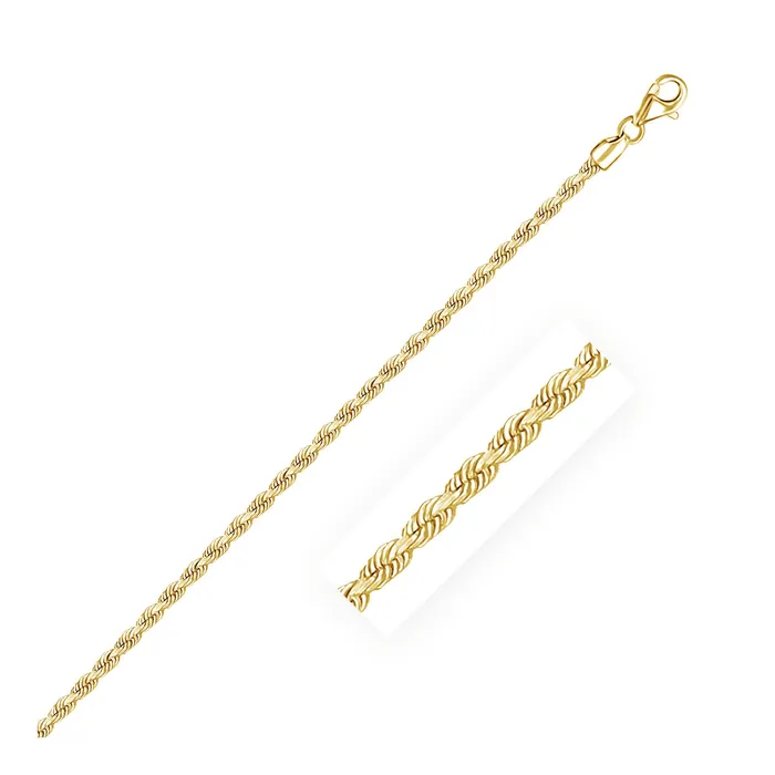 MayaMila Necklaces 25mm 14k Yellow Gold Solid Diamond Cut Rope Chain