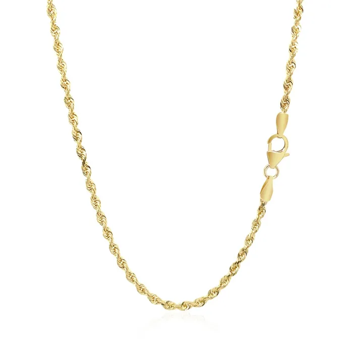 MayaMila Necklaces 25mm 14k Yellow Gold Solid Diamond Cut Rope Chain