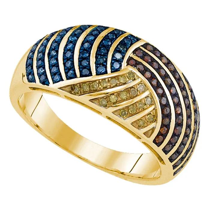 mayamila Rings 10kt Yellow Gold Womens Round Multicolor Enhanced Diamond Fashion Ring 38 Cttw mayamila Rings 10kt Yellow Gold Womens Round Multicolor Enhanced Diamond Fashion Ring 38 Cttw
