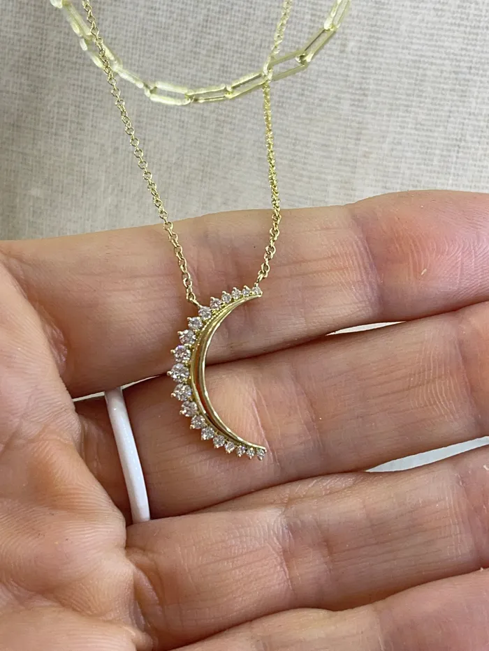 Petite Diamond Crescent Moon Necklace Zofia Day Necklaces