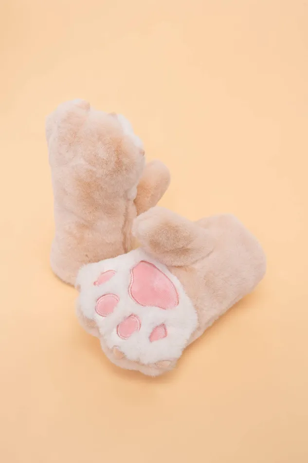 Powder Design inc Rings Kids Bear Paw Fluffy Mittens Cream