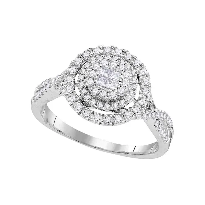 Rings 14kt White Gold Womens Princess Round Diamond Soleil Cluster Bridal Wedding Engagement Ring 12 Cttw mayamila