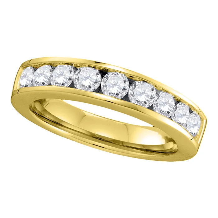 Rings 14kt Yellow Gold Womens Round Channelset Diamond Single Row Wedding Band 100 Cttw Size 6 mayamila