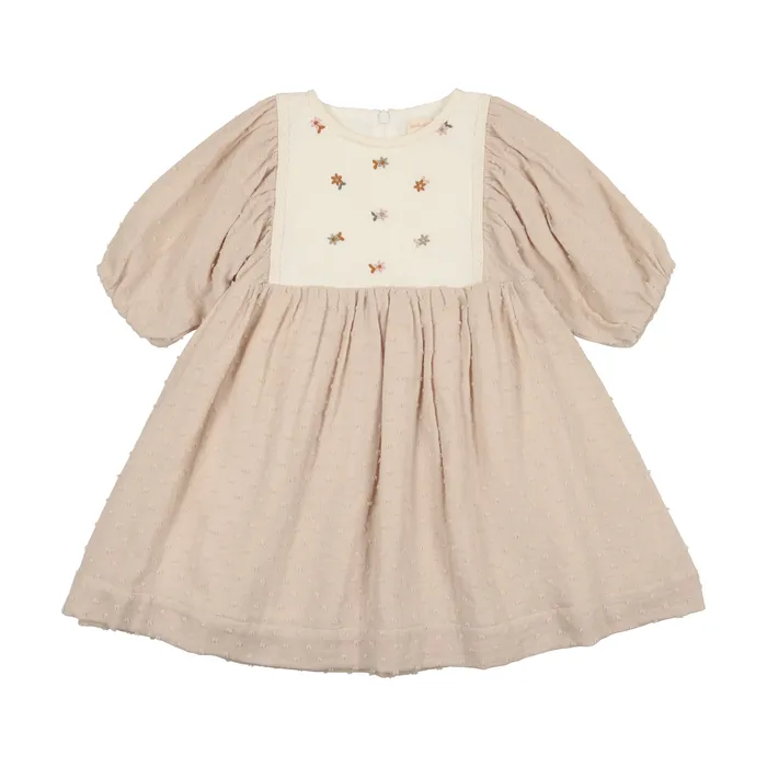 Rings Analogie Analogie Swiss Dot Dress Three Quarter Sleeve Oat