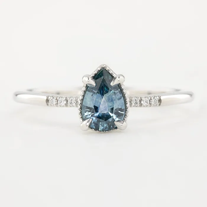 Rings Envero Jewelry Grace Ring 062ct Pear Cut Blue Montana Sapphire 14k White Gold One of a kind Rings Envero Jewelry Grace Ring 062ct Pear Cut Blue Montana Sapphire 14k White Gold One of a kind