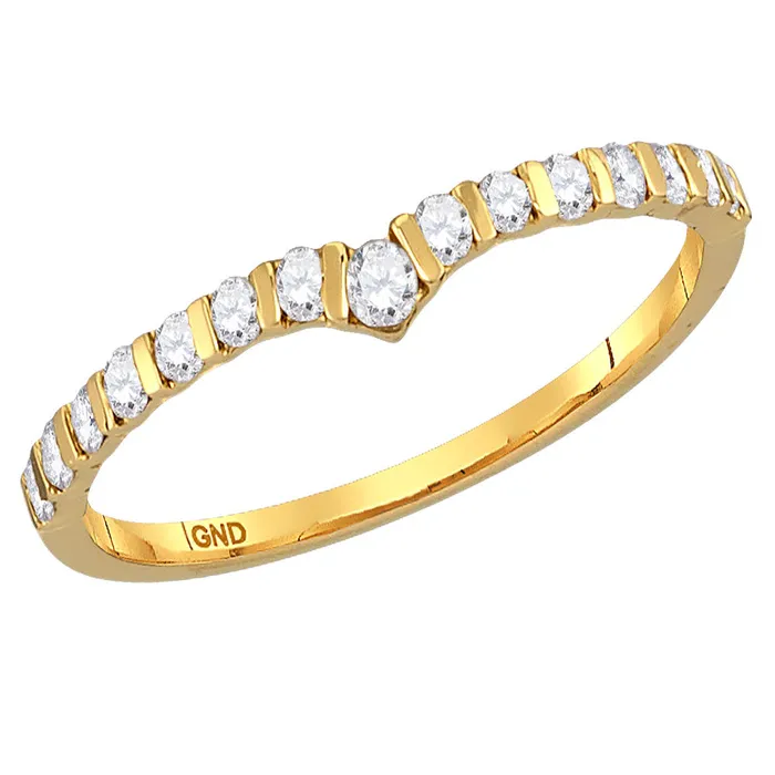 Rings mayamila 10kt Yellow Gold Womens Round Diamond Chevron Stackable Band Ring 14 Cttw Rings mayamila 10kt Yellow Gold Womens Round Diamond Chevron Stackable Band Ring 14 Cttw