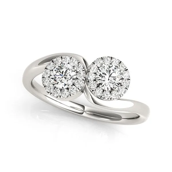 Rings MayaMila 14k White Gold Halo Set Round Two Stone Diamond Ring 38 cttw Rings MayaMila 14k White Gold Halo Set Round Two Stone Diamond Ring 38 cttw