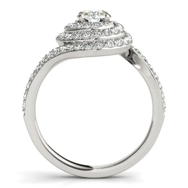 Rings mayamila 14K White Gold Round Diamond Spiral Design Engagement Ring 1 18 ct tw