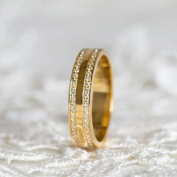 Rings Shineofdiamond Classic 4mm Golden Tone Wedding Band In Sterling Silver