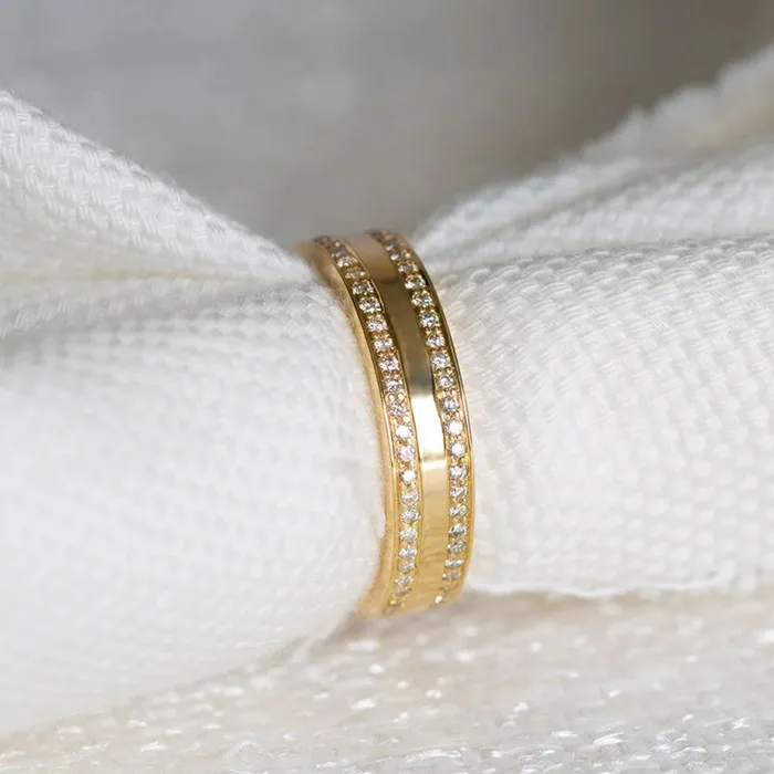 Rings Shineofdiamond Classic 4mm Golden Tone Wedding Band In Sterling Silver