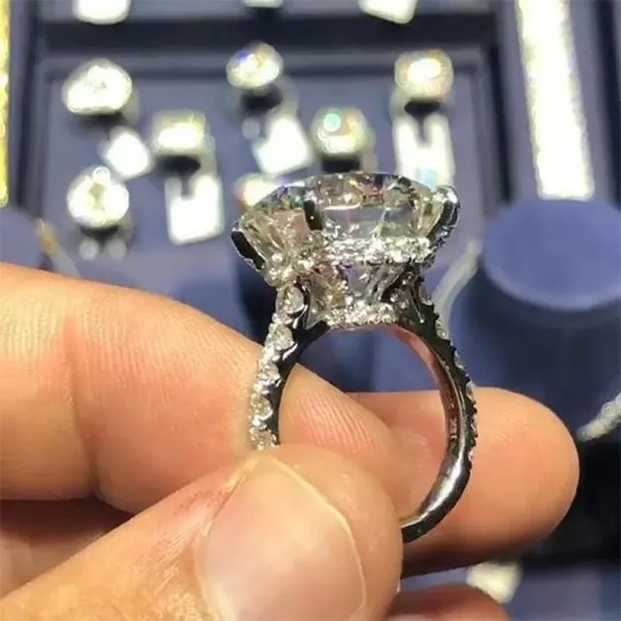 Rings Shineofidamond 80ct Sterling Silver Solitaire Engagement Ring