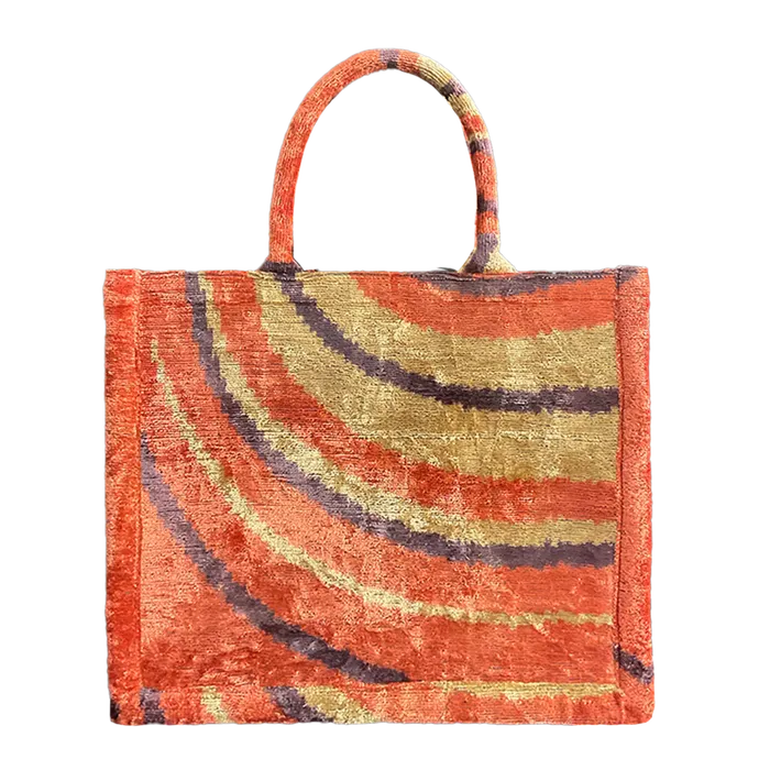 Silk Velvet Ikat Large Tote Bag AYCA DESIGN Earrings