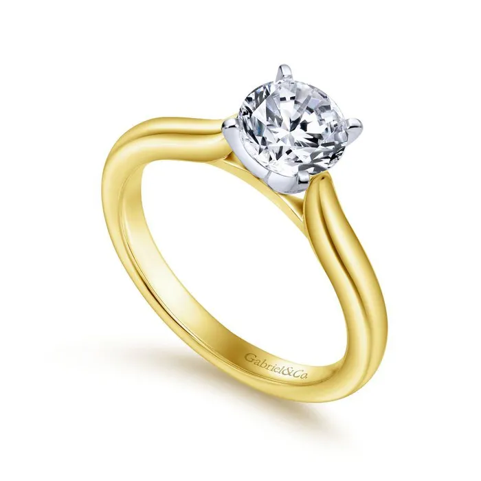 14K WhiteYellow Gold Round Diamond Engagement Ring GABRIEL CO Rings