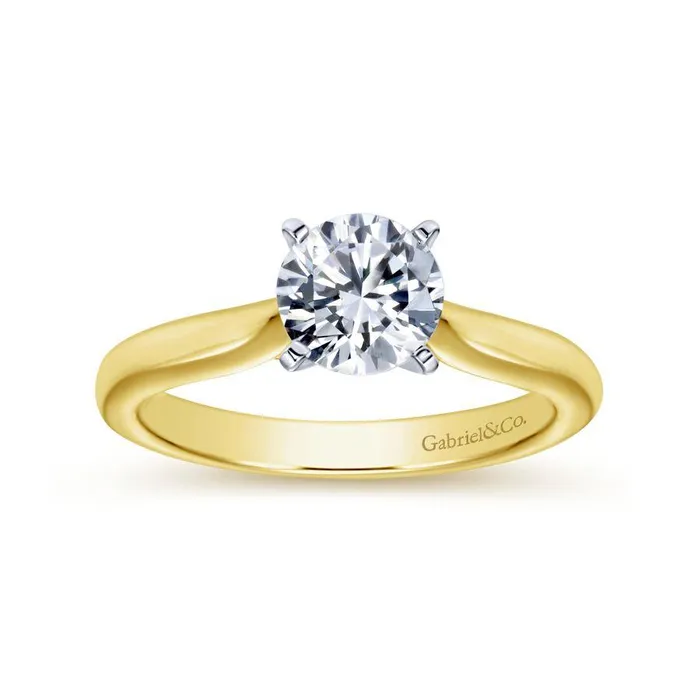 14K WhiteYellow Gold Round Diamond Engagement Ring GABRIEL CO Rings
