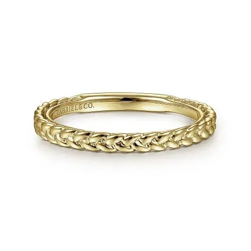 14K Yellow Gold Braided Stackable Ring GABRIEL CO Rings
