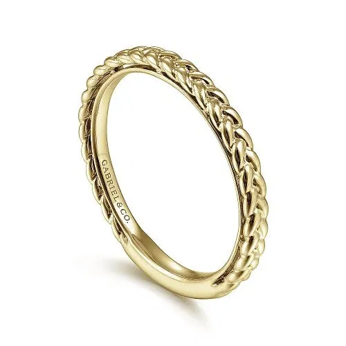 14K Yellow Gold Braided Stackable Ring GABRIEL CO Rings