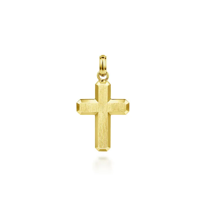 14K Yellow Gold Brushed Finish Cross Pendant GABRIEL CO Necklaces