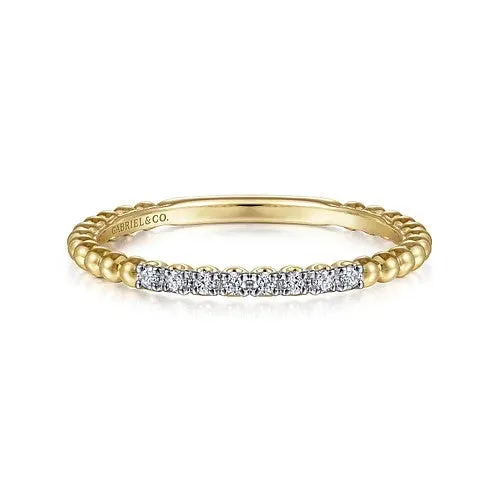 14K Yellow Gold Bujukan Bead and Diamond Stackable Ring GABRIEL CO Rings